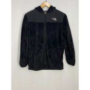 The North Face Full‎ Zip Osito Fleece Jacket Girls Black Lining Logo Hooded XL